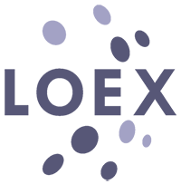 LOEX logo with floating dots