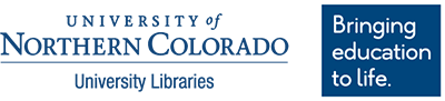 blue University of Northern Colorado logo with "bringing education to life" slogan